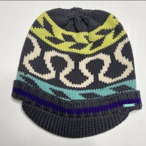 Lululemon Athletica Gray Knit Beanie with Purple and Green Accents